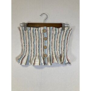 Quiet Storm Smocked Tube Top Womens Medium Multi Color Striped Cotton